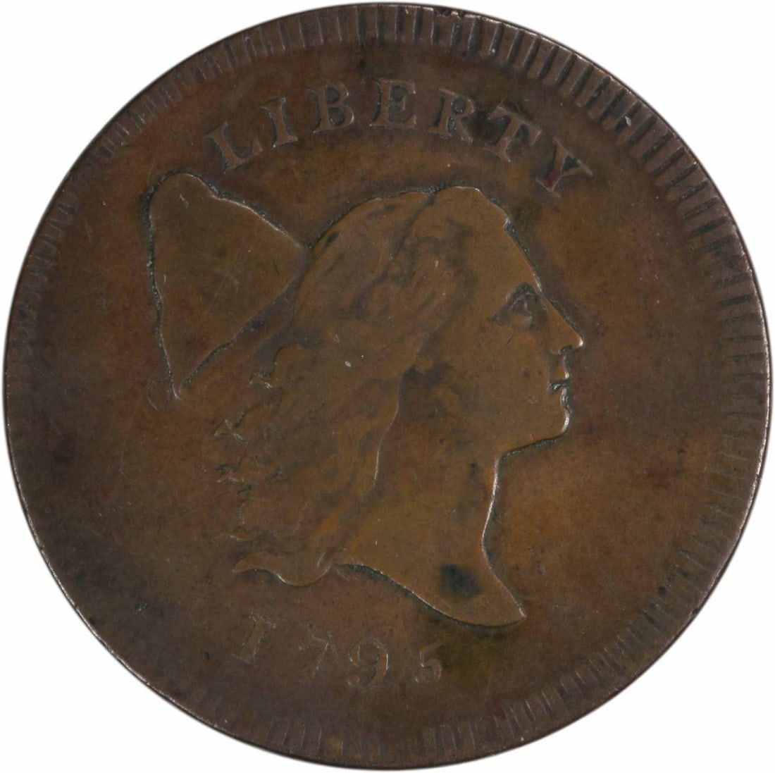 1795 Liberty Cap Half Cent 1/2C VF Copper Uncertified: 1795 Liberty Cap Half Cent 1/2C VF Copper Uncertified 1795 Liberty Cap Half Cent coin in circulated, pre-owned condition. This uncertified example is graded VF and struck in copper. Denomination is 1/