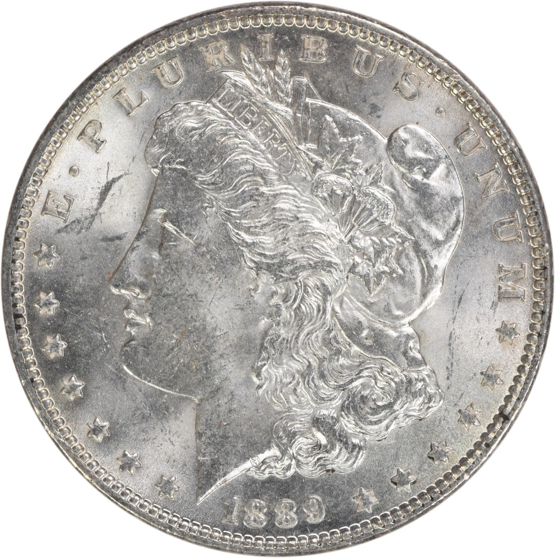 Choice BU 1889 Morgan Dollar Uncertified Silver Coin United States: Choice BU 1889 Morgan Dollar Uncertified Silver Coin United States This is an 1889 Morgan Silver Dollar, featuring a Choice Brilliant Uncirculated (BU) grade. The coin is uncertified and contains no m