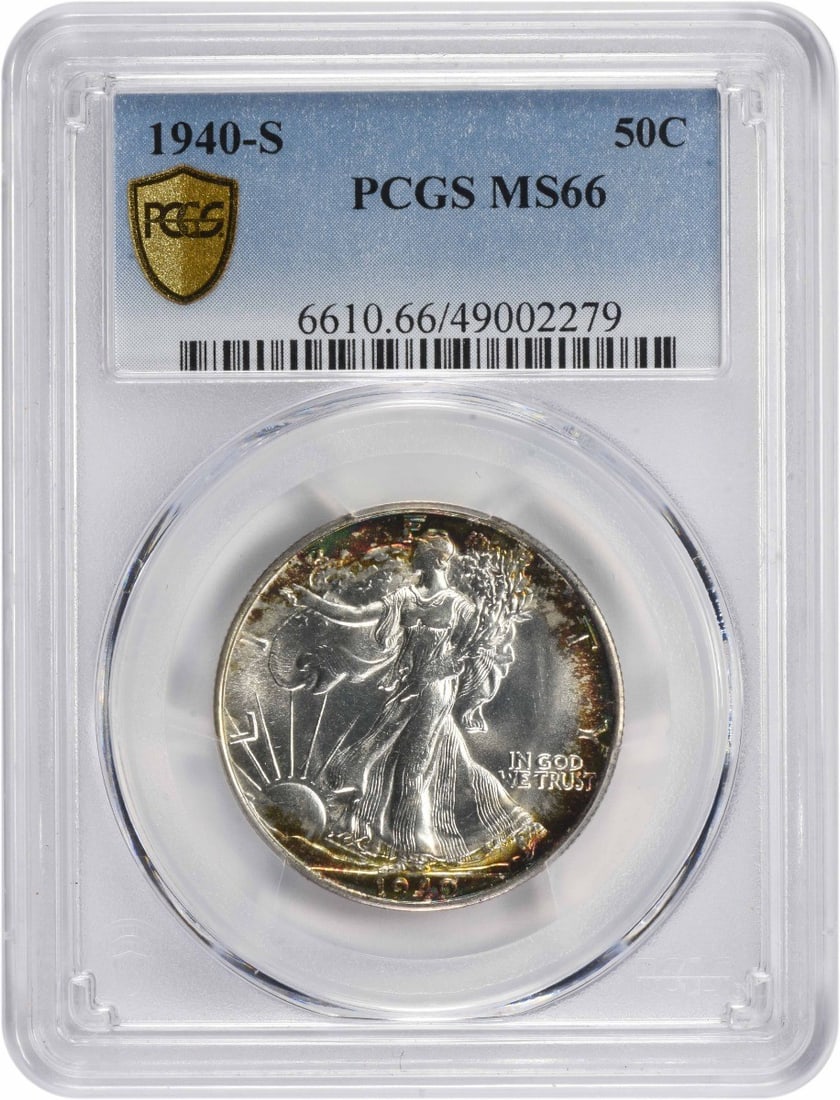 PCGS MS66 1940-S Walking Liberty Half Dollar Silver: PCGS MS66 1940-S Walking Liberty Half Dollar Silver This is a 1940-S Walking Liberty Silver Half Dollar graded MS66 by PCGS. The coin is uncirculated and features the classic Liberty Walking design. I