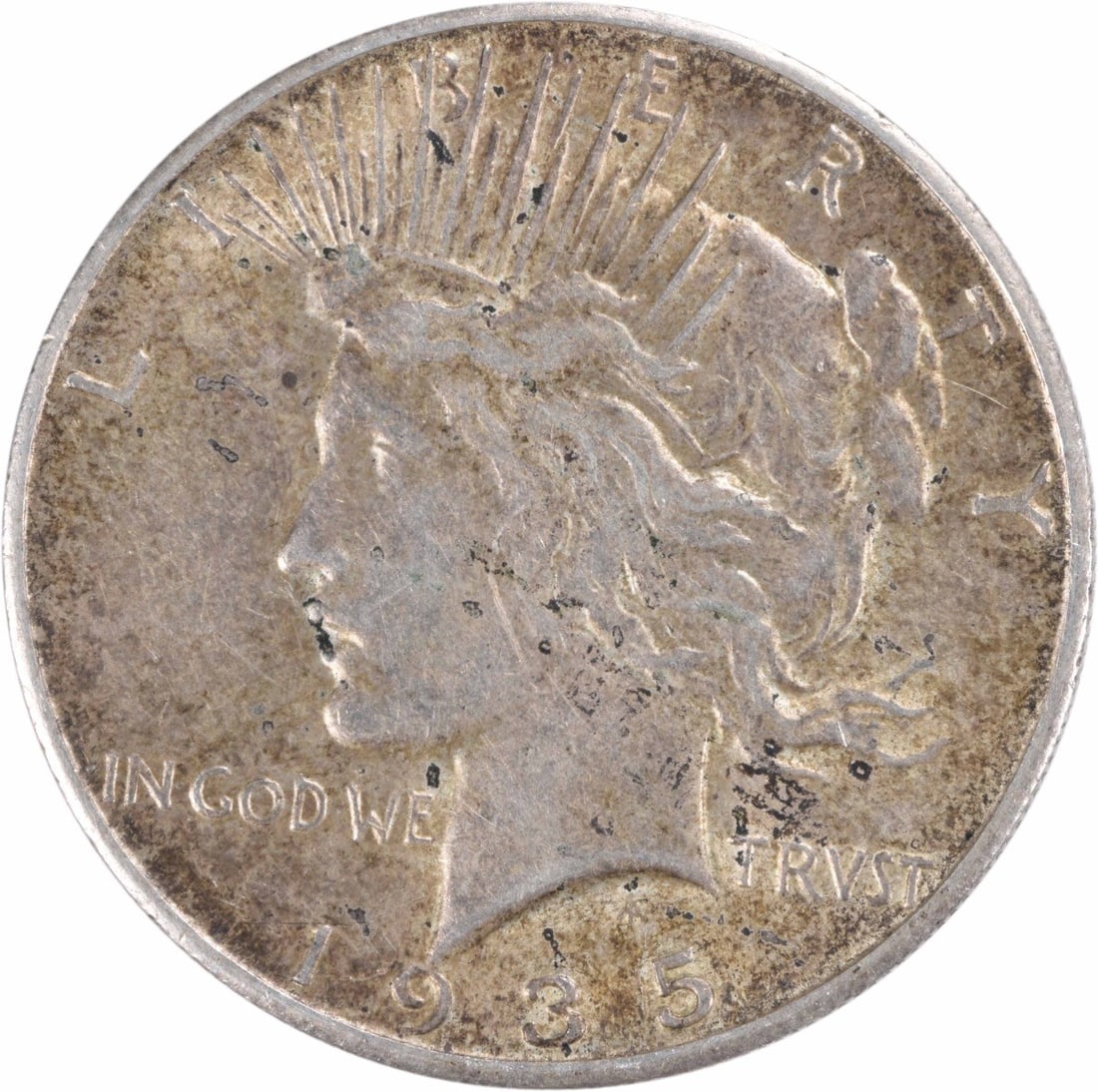 1935 S $1 Peace Dollar Silver AU Uncertified: 1935 S $1 Peace Dollar Silver AU Uncertified 1935-S Peace Silver Dollar in About Uncirculated grade. This pre-owned coin is uncertified, circulated, and composed of silver. Specifications Coin: Peace 
