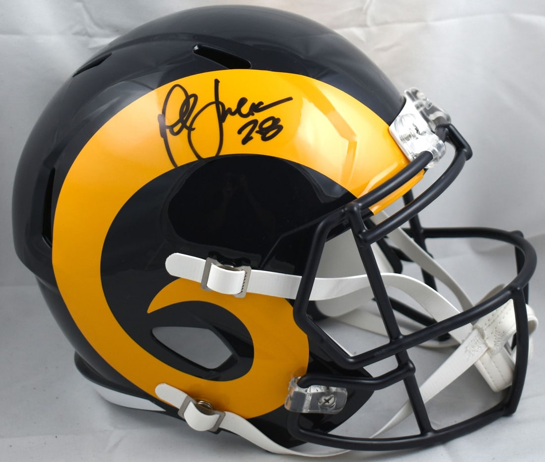 Marshall Faulk Rams signed football speed helmet Beckett hologram black (1 of 5)