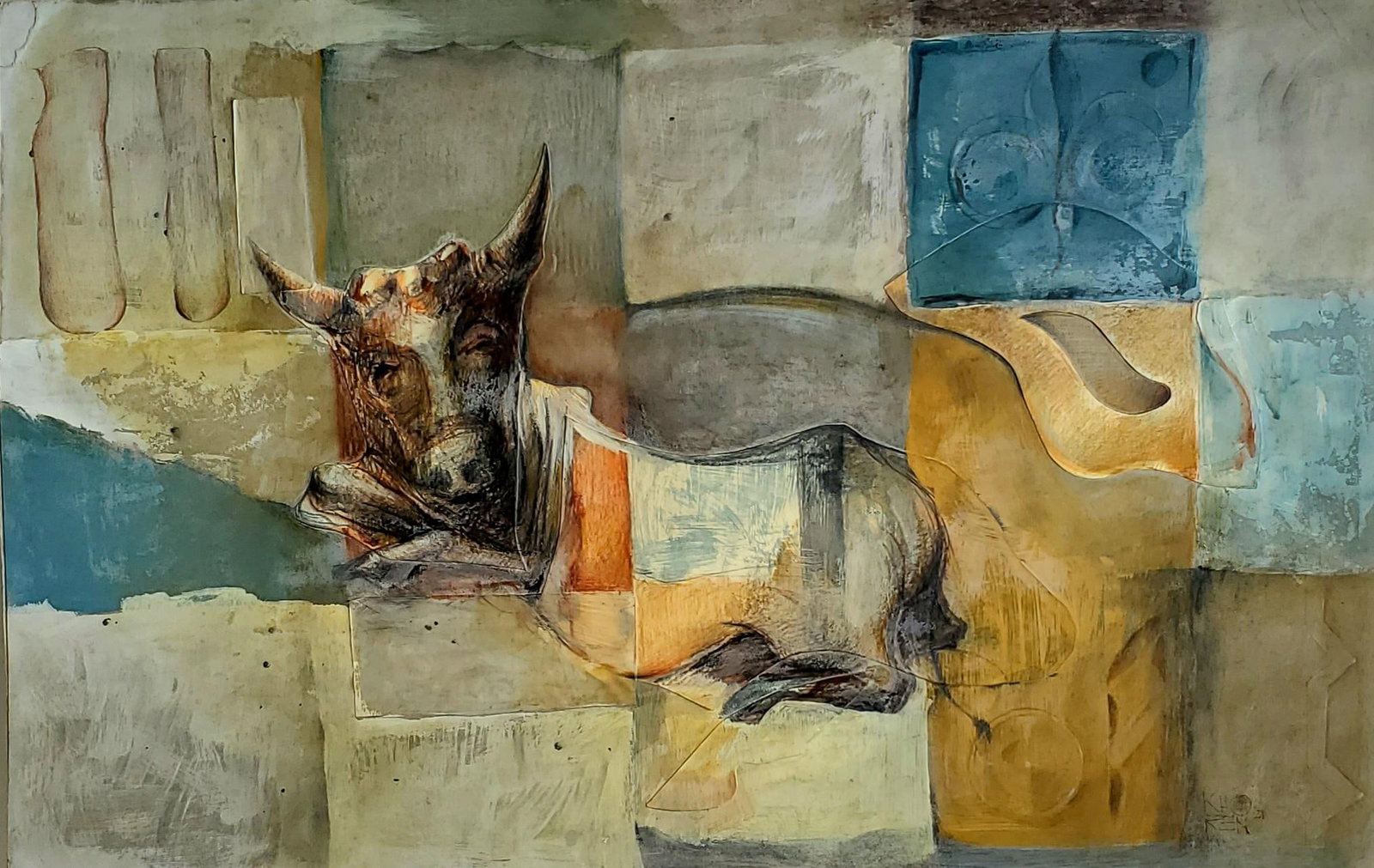 Khoren Keshishyan LA FIESTA Abstract Animal Mixed Media Art 24 x 36 (1 of 1)
