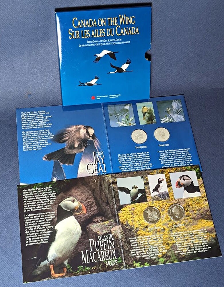 1995 Canada Fifty Cent Silver 4 Coin Set Birds of Canada: 1995 Canada Fifty Cent Silver 4 Coin Set Birds of Canada This 1995 Canada Fifty Cent Silver 4 Coin Set, titled 'Canada On The Wing: Birds of Canada', showcases a collection of beautifully struck coins
