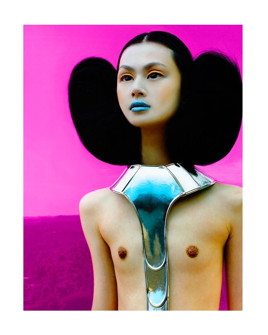 Kate Garner Manami in the Pink Desert signed photo 50 x 40 edition of 50: Kate Garner Manami in the Pink Desert signed photo 50 x 40 edition of 50 "Manami in the Pink Desert" is a contemporary fine art photograph by Kate Garner, created in 1994. This editioned work is print