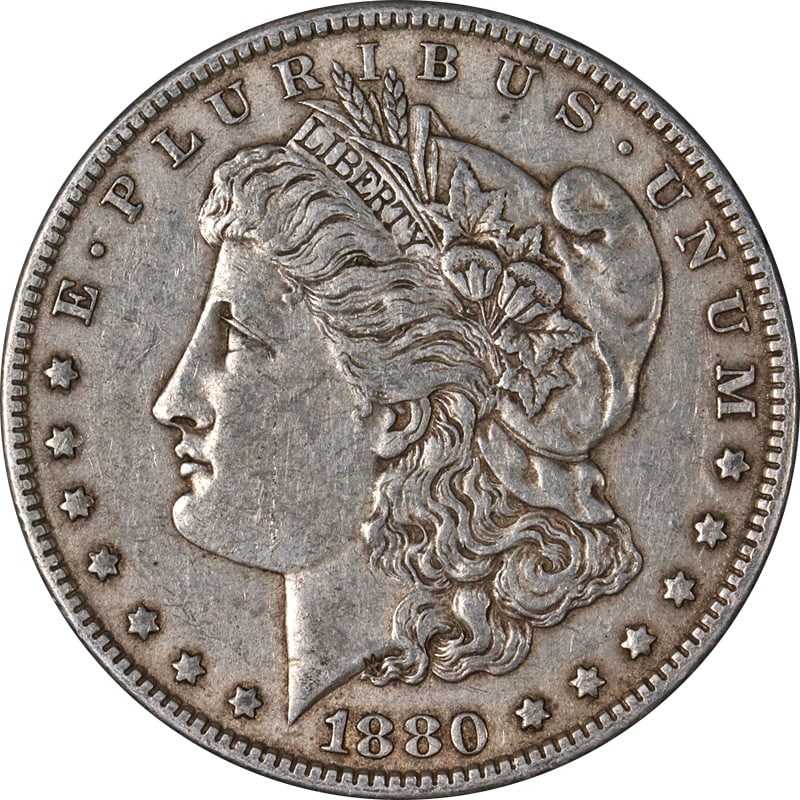 Hand-Selected 1880 Philadelphia Morgan Silver Dollar Circulated US Coin: Hand-Selected 1880 Philadelphia Morgan Silver Dollar Circulated US Coin The 1880-P Morgan Silver Dollar is a circulated coin from the United States, composed of silver with a fineness of 0.9. This coi