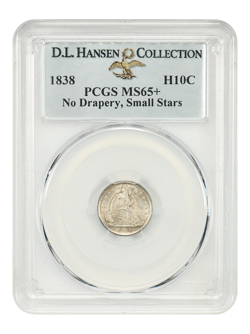 1838 Liberty Seated Half Dime H10C PCGS MS65+ No Drapery Small Stars (1 of 4)