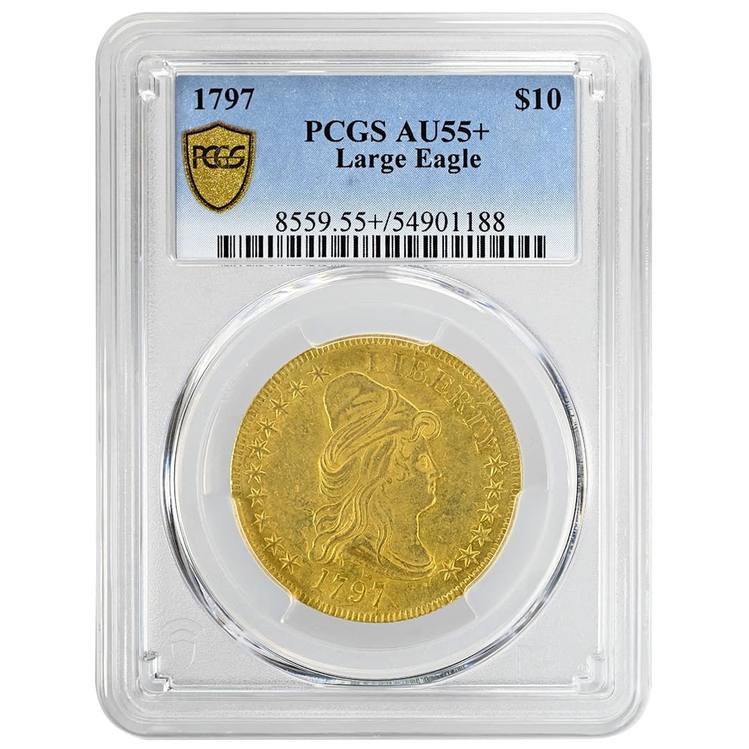 1797 United States Gold Eagle Draped Bust Heraldic Reverse PCGS AU55 (1 of 4)