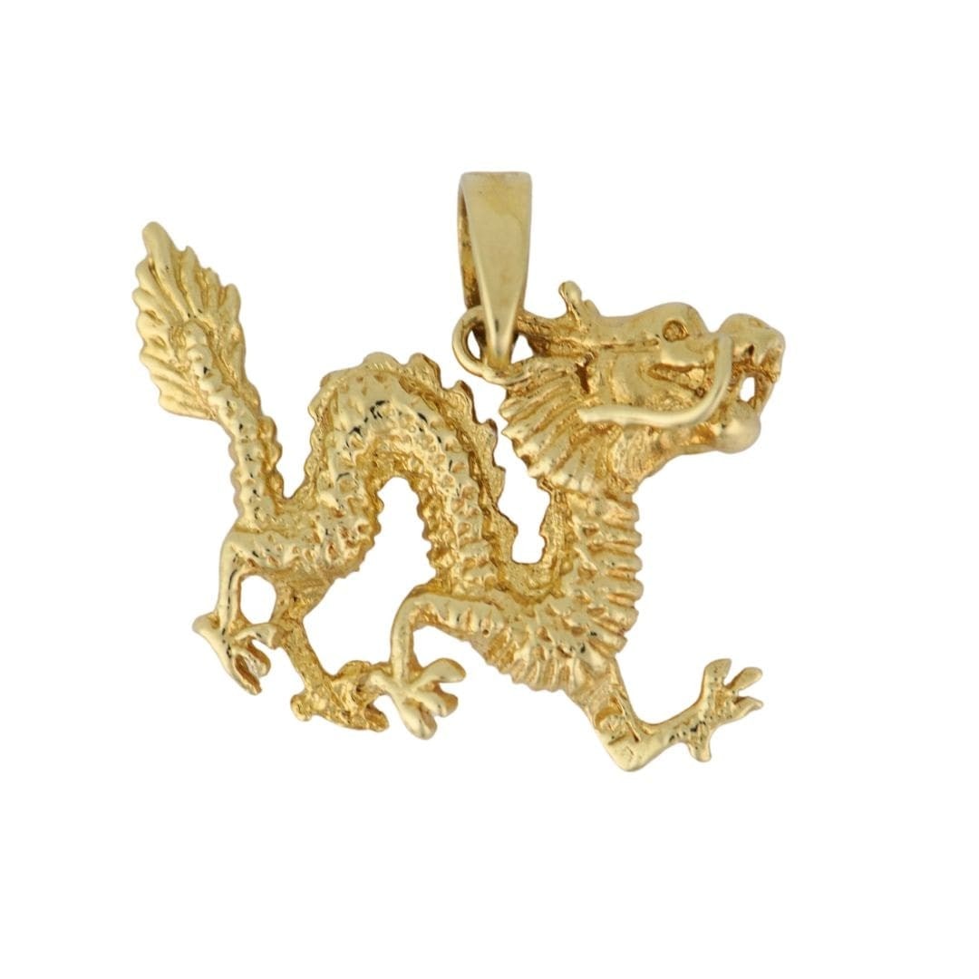 Dragon Shape 14K Yellow Gold Pendant with Large Bail (1 of 3)