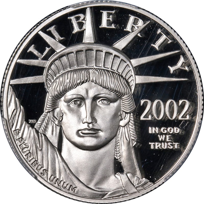 PCGS PR70 DCAM 2002-W $50 Platinum Eagle Coin: PCGS PR70 DCAM 2002-W $50 Platinum Eagle Coin This 2002-W Platinum American Eagle $50 coin is certified by PCGS with a grade of PR70 Deep Cameo (DCAM), indicating a perfect uncirculated proof coin. It