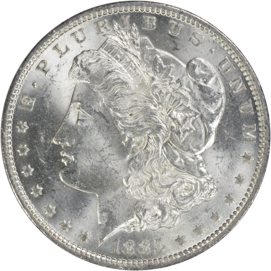 Brilliant Uncirculated 1885 O Silver Dollar Morgan Uncertified US Coin: Brilliant Uncirculated 1885 O Silver Dollar Morgan Uncertified US Coin This is an uncirculated 1885-O Morgan Silver Dollar from the United States. It features a Brilliant Uncirculated (BU) grade and i