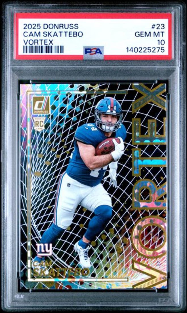 PSA 10 Cam Skattebo 2025 Donruss Vortex Rookie NFL Card #23 (1 of 2)