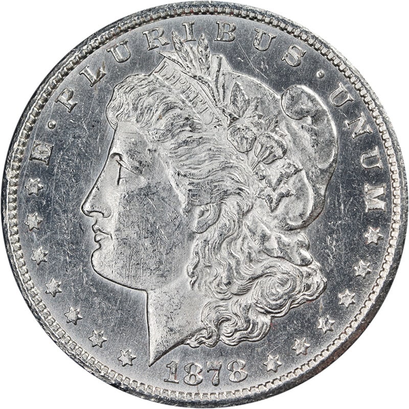 Uncirculated 1878 Carson City Morgan Dollar Brilliant Uncertified Silver Coin: Uncirculated 1878 Carson City Morgan Dollar Brilliant Uncertified Silver Coin This 1878-CC Morgan Silver Dollar is an uncirculated coin featuring bright white surfaces, fantastic luster, and a strong 