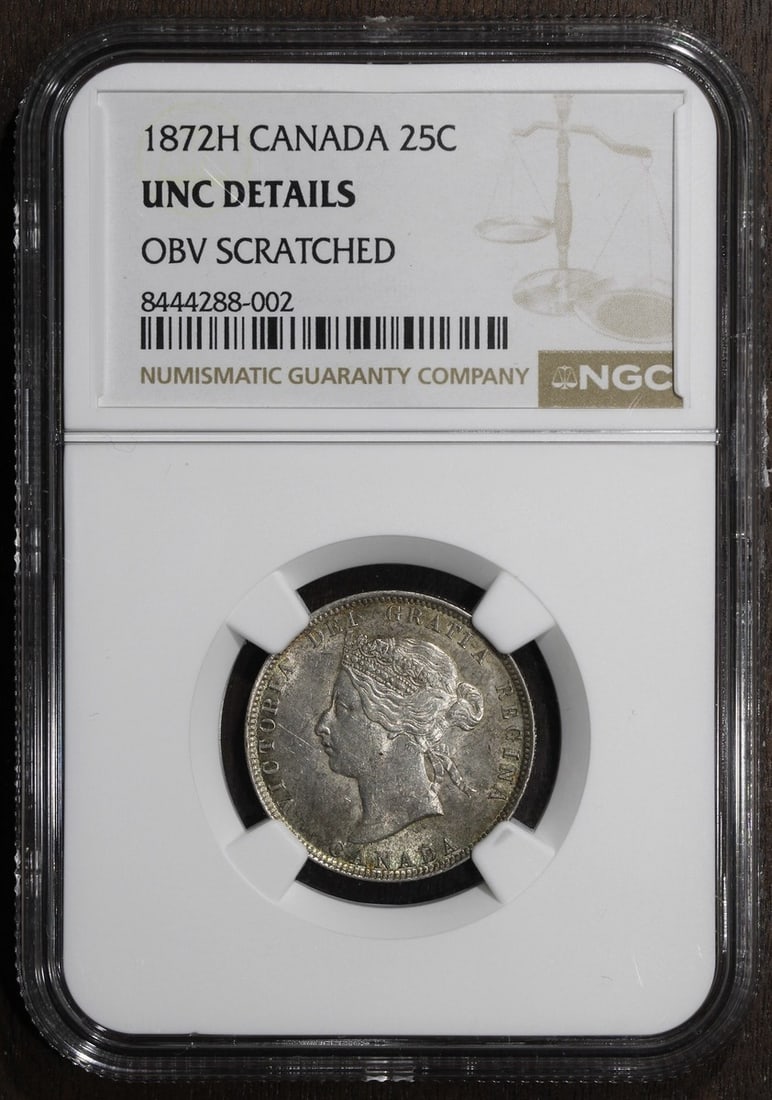 Canada 1872-H Silver 50 Cent NGC UNC Detail Key Date (1 of 2)