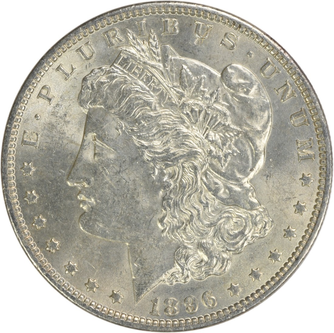 Brilliant Uncirculated 1896 Silver Morgan Dollar Uncertified No Mint Mark: Brilliant Uncirculated 1896 Silver Morgan Dollar Uncertified No Mint Mark This is an uncirculated 1896 Morgan Silver Dollar featuring brilliant uncirculated (BU) condition. The coin is composed of sil