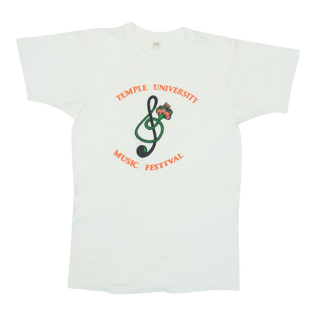 Vintage 1974 Temple University Music Festival Cotton White T Shirt: Vintage 1974 Temple University Music Festival Cotton White T Shirt This is an original vintage 1974 Temple University Music Festival shirt, not a modern reproduction. The shirt is made from 100% cotto