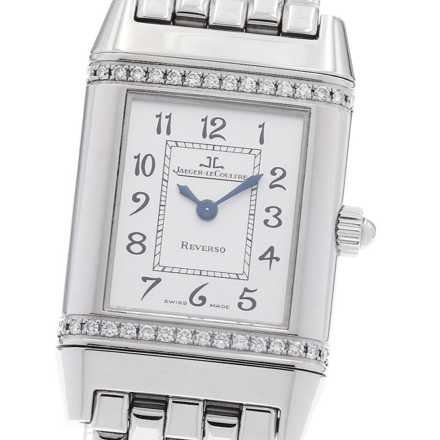Jaeger-LeCoultre Reverso Floral Ladies Quartz Watch Q2658120 265.8.08: Jaeger-LeCoultre Reverso Floral Ladies Quartz Watch Q2658120 265.8.08 Pre-owned Jaeger-LeCoultre Reverso Floral ladies wristwatch with a diamond bezel and quartz movement. This Swiss-made watch featur