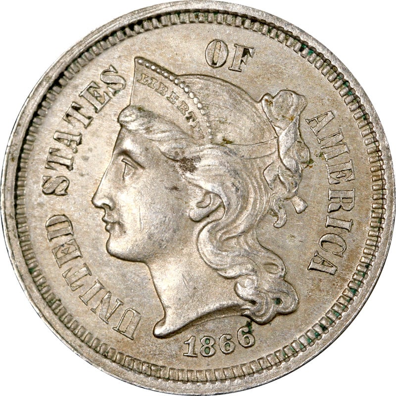 1866 United States 3 Cent Nickel Coin (1 of 2)