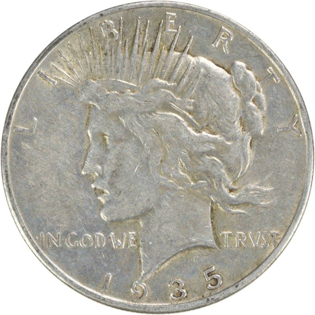 1935 S United States Peace Dollar Silver $1 EF Uncertified: 1935 S United States Peace Dollar Silver $1 EF Uncertified 1935-S Peace Silver Dollar in EF grade. This circulated, uncertified coin is composed of silver and is pre-owned. Specifications Coin: Peace 