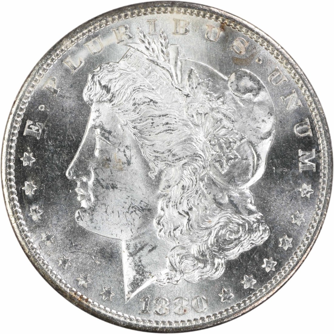 1880 S Morgan Silver Dollar $1 MS63 Uncertified: 1880 S Morgan Silver Dollar $1 MS63 Uncertified 1880-S Morgan Silver Dollar in uncirculated, pre-owned condition. This uncertified coin is identified as Choice BU in the title and includes the classic