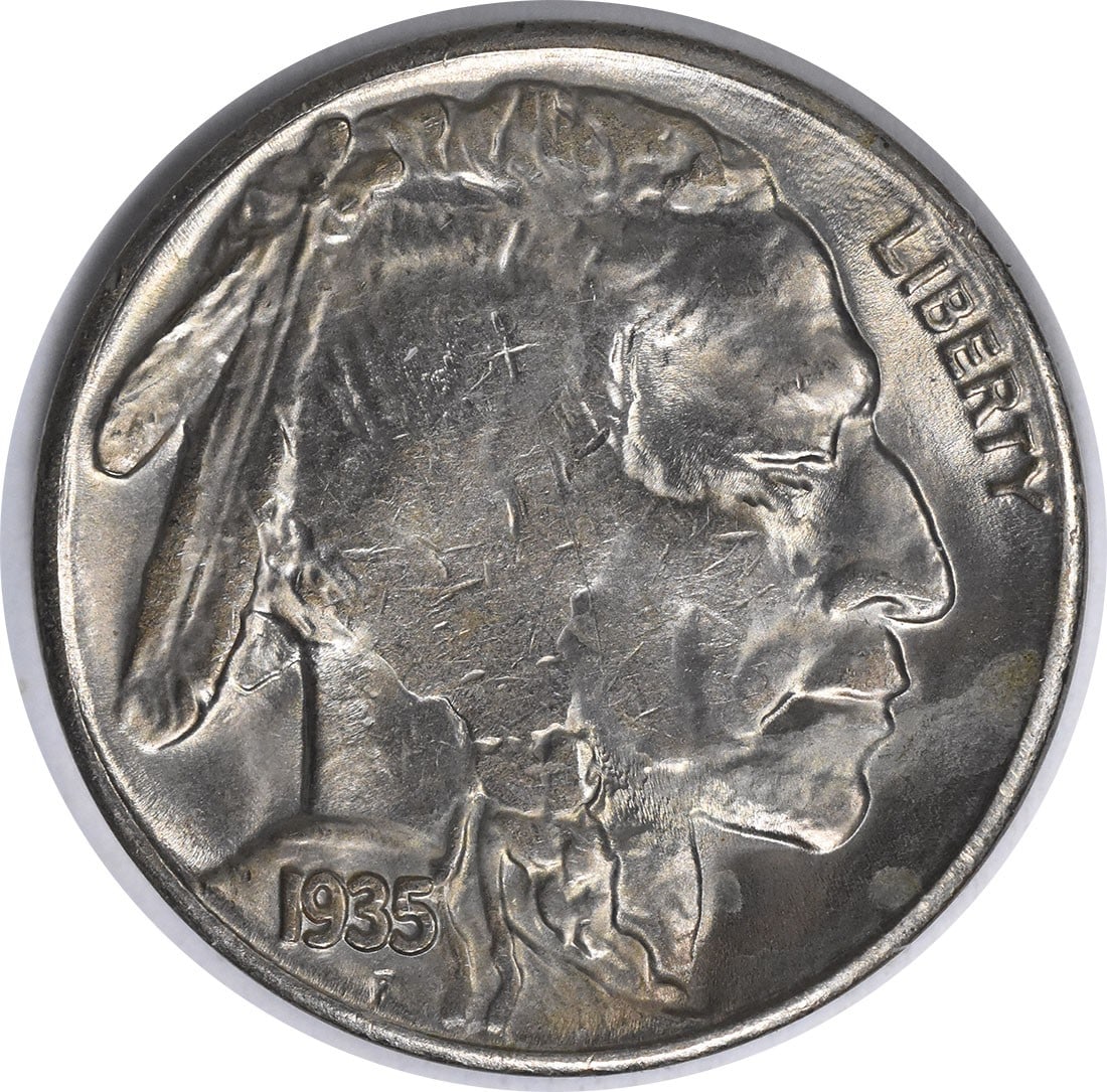 1935 S RPM3 Buffalo Nickel Uncirculated Choice BU Plus Uncertified: 1935 S RPM3 Buffalo Nickel Uncirculated Choice BU Plus Uncertified This is a 1935-S/S Buffalo Nickel RPM3 from the United States, featuring a denomination of 5 cents. The coin is uncirculated and cons