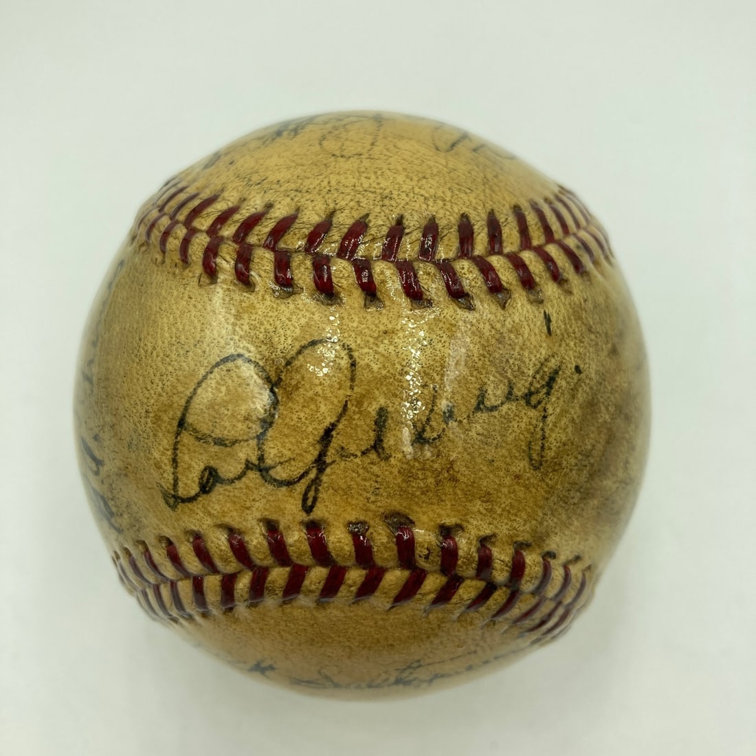 1934 New York Yankees Team Baseball Signed by Ruth Gehrig JSA Authenticated: 1934 New York Yankees Team Baseball Signed by Ruth Gehrig JSA Authenticated This is an original 1934 New York Yankees team-signed baseball, authenticated by James Spence Authentication (JSA). The ball
