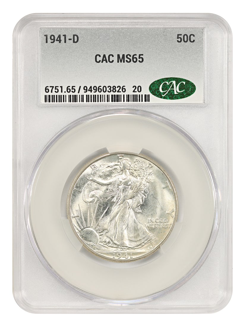 CACG MS65 1941-D Walking Liberty 50C Half Dollar (1 of 4)