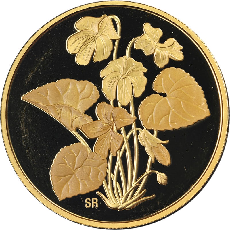 2007 Canadian Gold $350 Purple Violet Proof Coin 1.1252 oz in Capsule: 2007 Canadian Gold $350 Purple Violet Proof Coin 1.1252 oz in Capsule This 2007 Canada Gold $350 Purple Violet Proof coin is crafted from 99.999% fine gold and contains 1.1252 troy ounces of pure gold