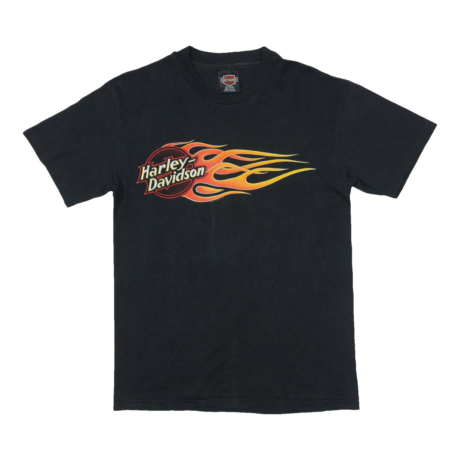 Harley Davidson Black Cotton Flame Graphic T Shirt Medium: Harley Davidson Black Cotton Flame Graphic T Shirt Medium Original vintage 2000s Harley Davidson Flames Shirt in black. This is a true vintage shirt, not a modern reproduction. It is in good condition