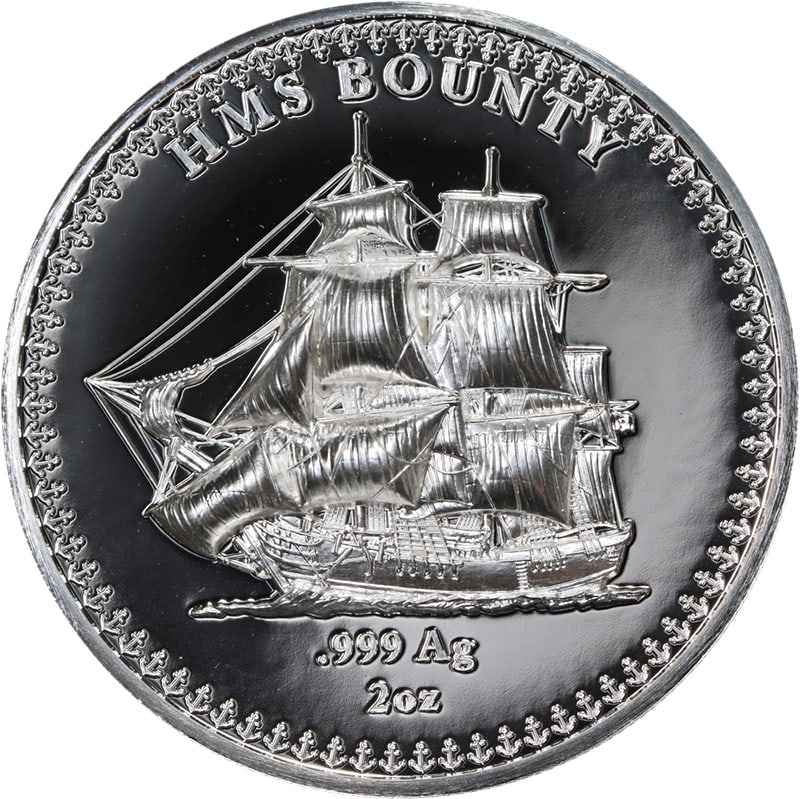 2025 Pitcairn Islands 2 Oz Silver Proof $5 HMS Bounty UHR COA (1 of 3)