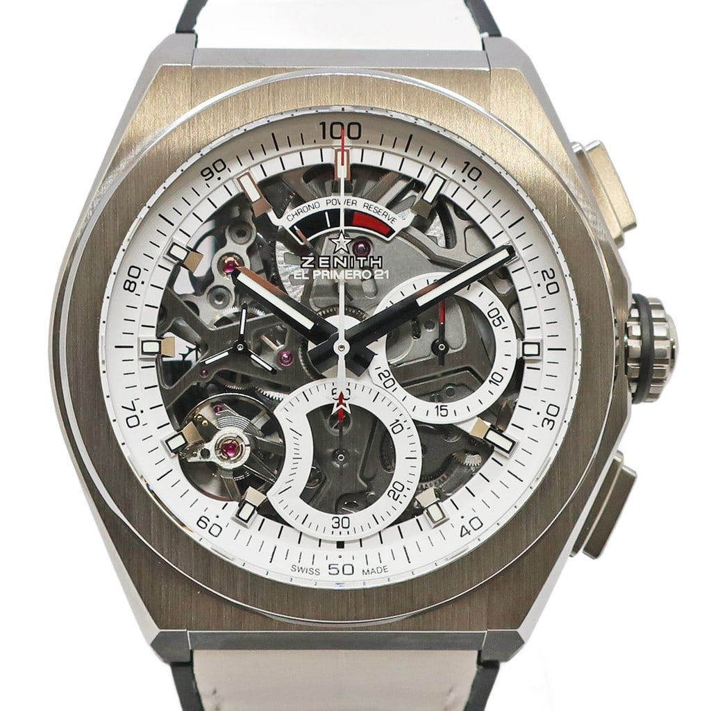 ZENITH 95.9003.9004 78.R588 Defy El Primero 21 titanium wristwatch: ZENITH 95.9003.9004 78.R588 Defy El Primero 21 titanium wristwatch This pre-owned ZENITH Defy El Primero 21 Limited Edition wristwatch is a Swiss-made men's model with a titanium case, sapphire crysta