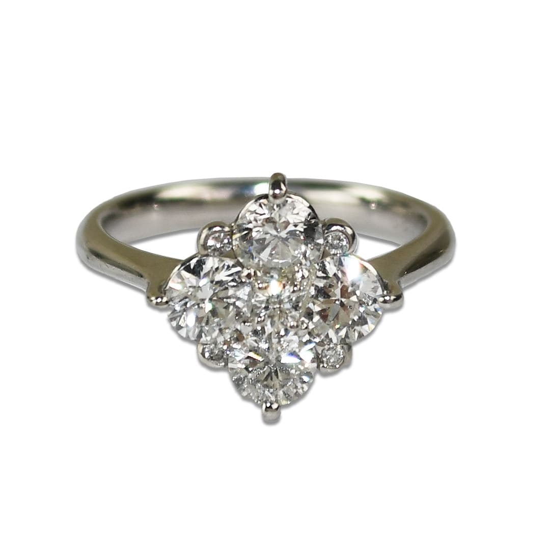 Platinum 1.29ct Diamond Cocktail Ring Size 6 (1 of 7)