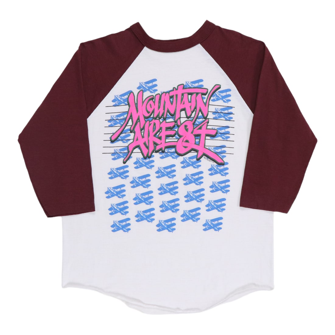 Vintage 1984 Mountain Aire Festival White Jersey Poly Cotton Shirt: Vintage 1984 Mountain Aire Festival White Jersey Poly Cotton Shirt This is an original vintage 1984 Mountain Aire Festival jersey shirt, not a modern reproduction. The shirt features no back graphics 
