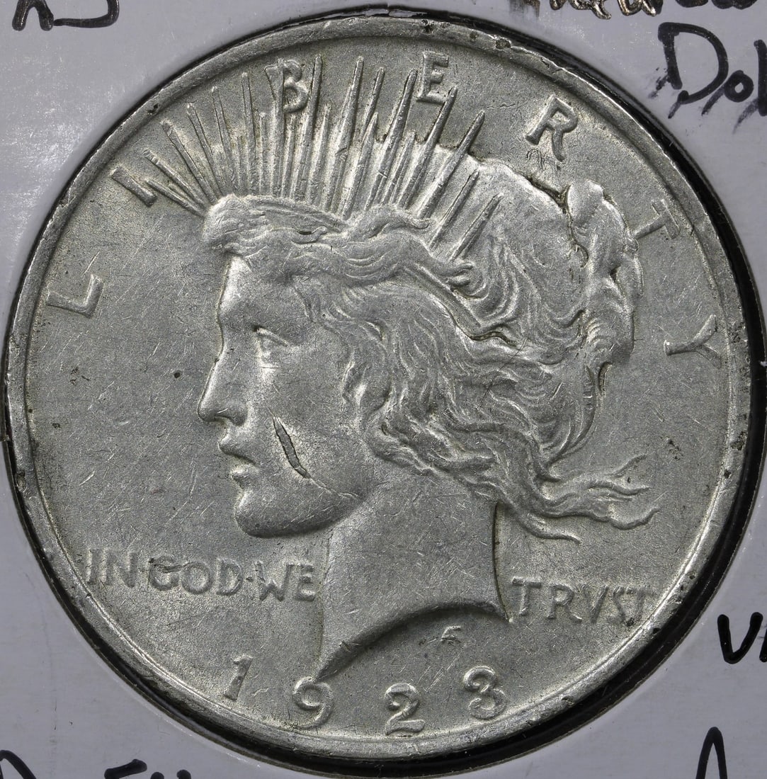 1923 Silver Peace Dollar $1 Whisker Cheek VAM Top 50 (1 of 2)