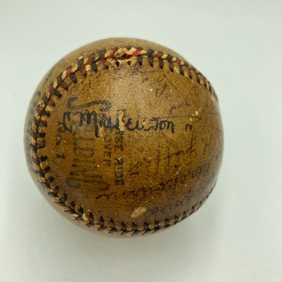 1918 Team Signed National League Baseball Christy Mathewson Ty Cobb JSA COA (1 of 15)