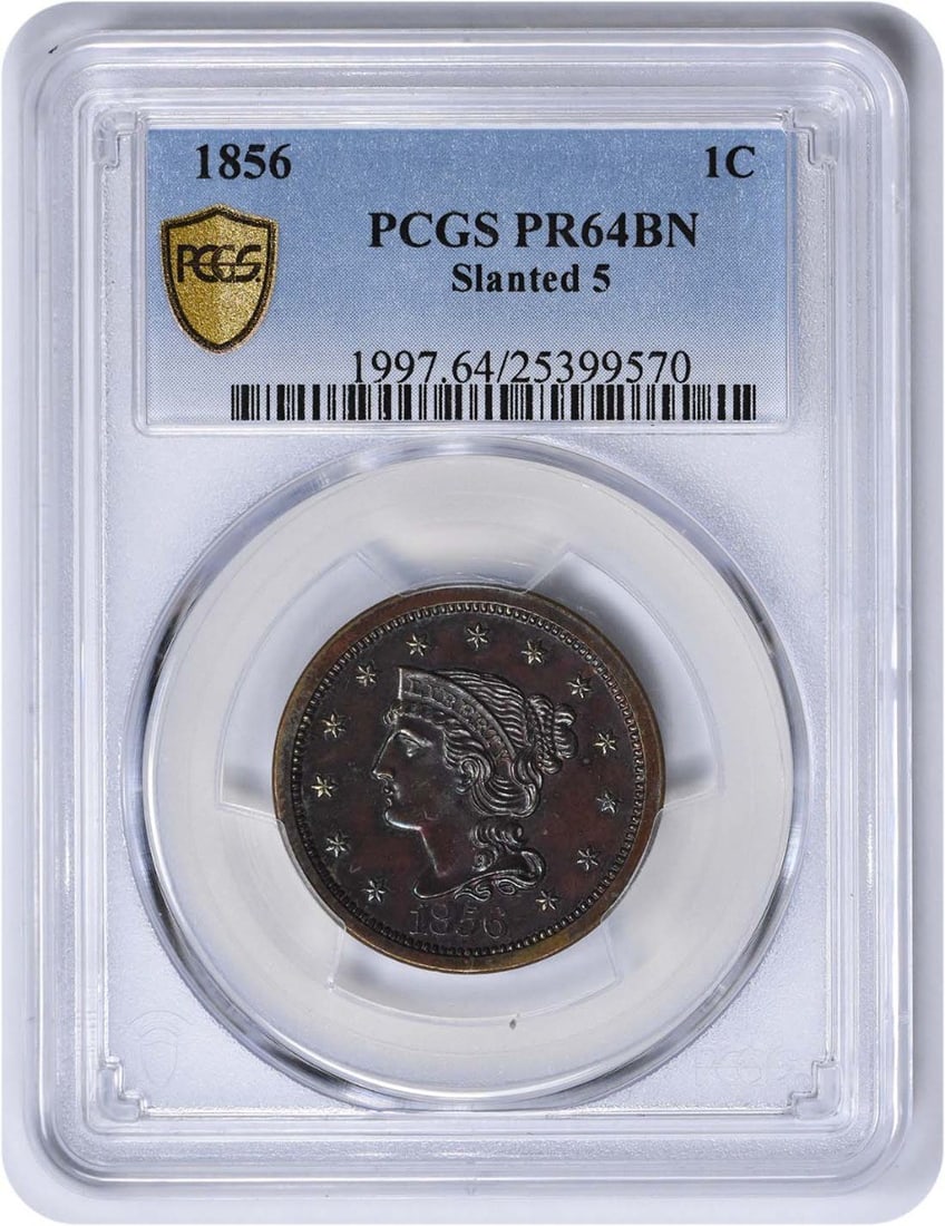 1856 Large Cent Braided Hair PR64BN PCGS Certified Rare Coin (1 of 4)