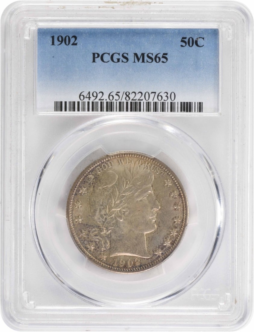 1902 Barber Half Dollar MS65 Certified PCGS 90% Silver Coin (1 of 4)