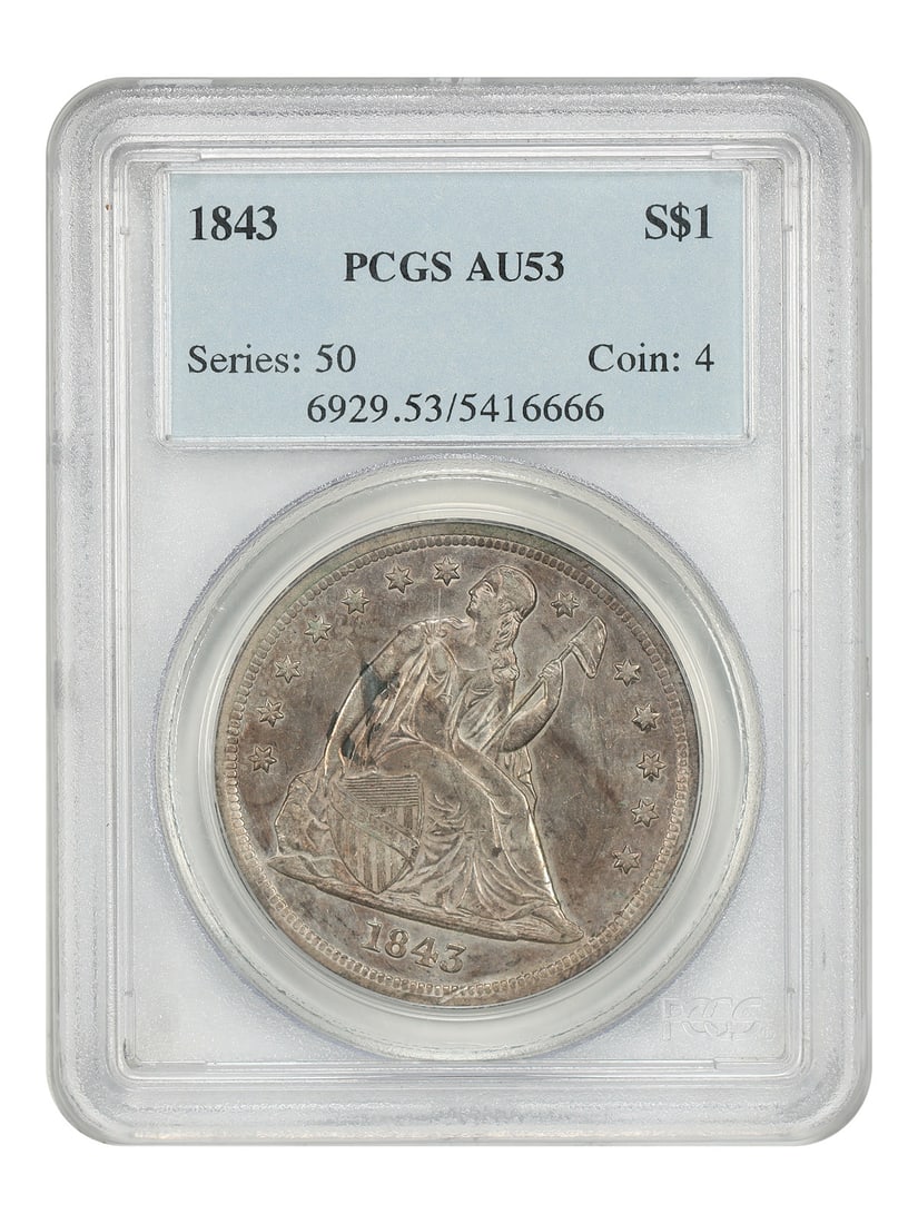 1843 Liberty Seated Dollar PCGS AU53 Philadelphia $1 Coin (1 of 4)