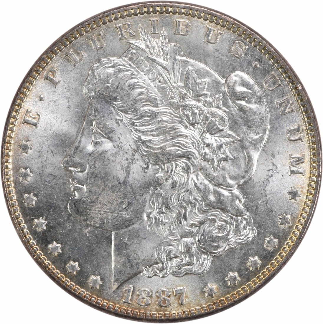 Choice BU 1887 Morgan Dollar Silver Uncirculated Uncertified Coin: Choice BU 1887 Morgan Dollar Silver Uncirculated Uncertified Coin This 1887 Morgan Silver Dollar is a Choice Brilliant Uncirculated (BU) coin. It is uncertified, made of silver, and features no mint m