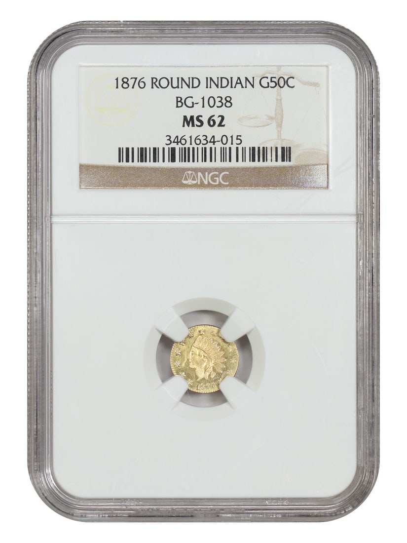 1876 California Fractional Gold 50C NGC MS62 BG-1038 (1 of 4)