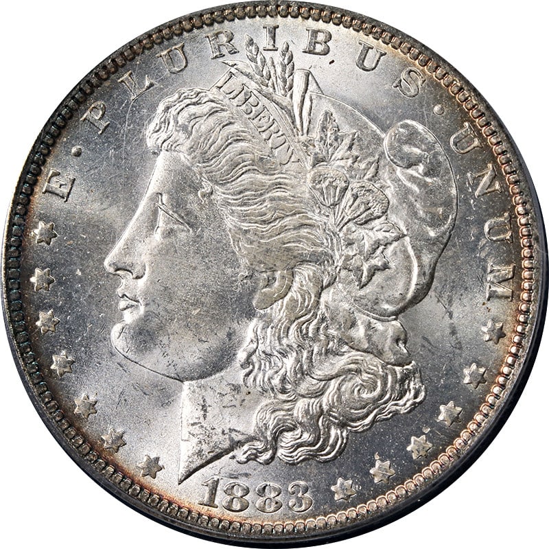 PCGS MS63 1883-O Morgan Dollar Old Green Holder With Toned Edges (1 of 4)