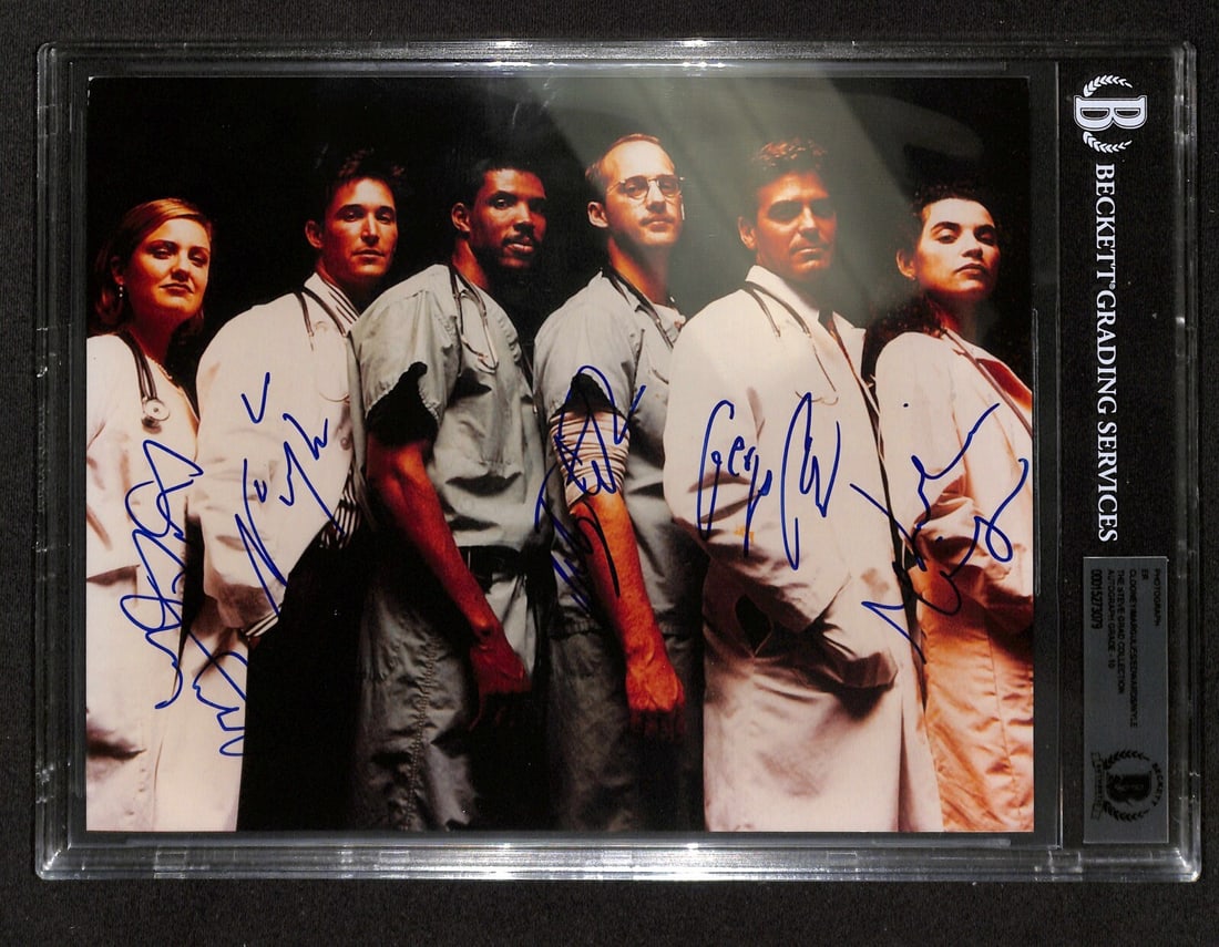 8x10 Photograph Signed by Five ER Cast Members Beckett Graded 10: 8x10 Photograph Signed by Five ER Cast Members Beckett Graded 10 This is an original 8x10 color photograph from the TV series ER, featuring signatures from five cast members: Sherry Stringfield, Noah 