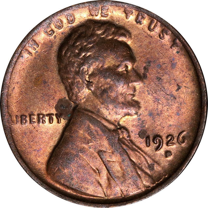 Circulated 1926 Denver Mint Copper Lincoln Cent from United States: Circulated 1926 Denver Mint Copper Lincoln Cent from United States This is a 1926-D Lincoln Cent struck at the Denver Mint. The coin is circulated and made of copper. It originates from the United Sta