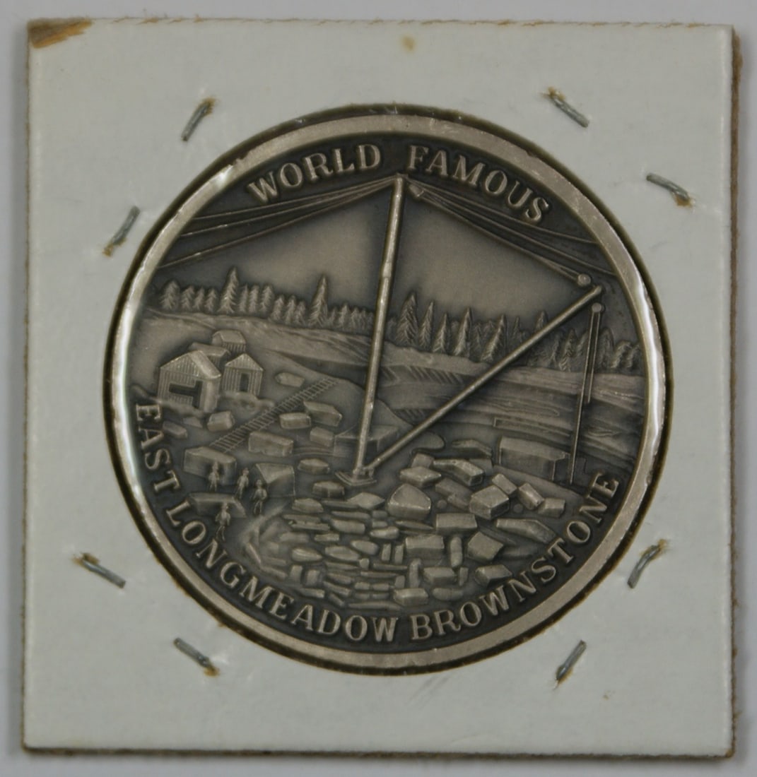 Sterling Silver Medal East Long Meadow 75th Anniversary Brownstone (1 of 2)
