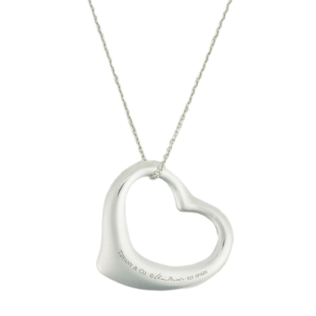 Tiffany & Co. Elsa Peretti heart pendant necklace in sterling silver 30 in: Tiffany & Co. Elsa Peretti heart pendant necklace in sterling silver 30 in Tiffany & Co. Elsa Peretti sterling silver heart pendant necklace in an extra large size. This pre-owned necklace features a 