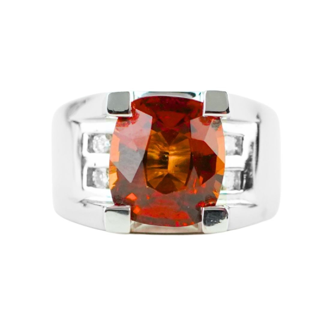 Oval Orange Garnet Diamond Ring in 14K White Gold 5.00ct (1 of 7)