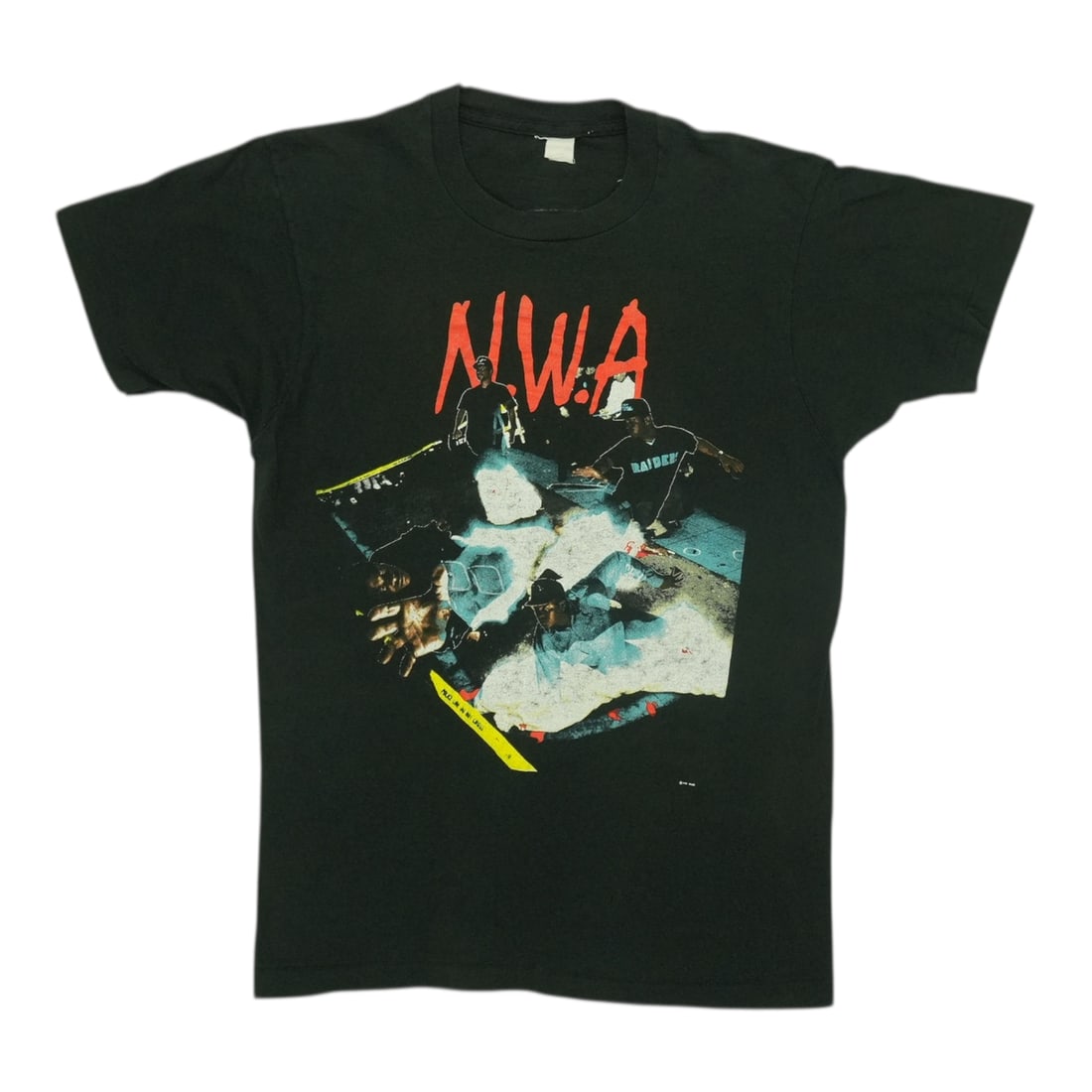 Vintage 1991 NWA Niggaz4life Black Cotton Graphic T-Shirt: Vintage 1991 NWA Niggaz4life Black Cotton Graphic T-Shirt This is an original vintage 1991 NWA Niggaz4life shirt, featuring both front and back graphics. Constructed from 100% cotton in black, this au