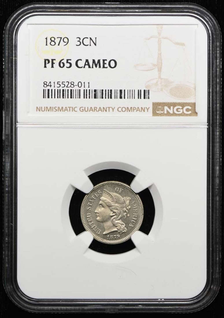 NGC PR65CAM 1879 US Three Cent Nickel Proof Coin: NGC PR65CAM 1879 US Three Cent Nickel Proof Coin 1879 Three Cent Nickel certified by NGC and graded PR65CAM. This proof issue is an uncirculated, pre-owned coin from the United States. Specifications 