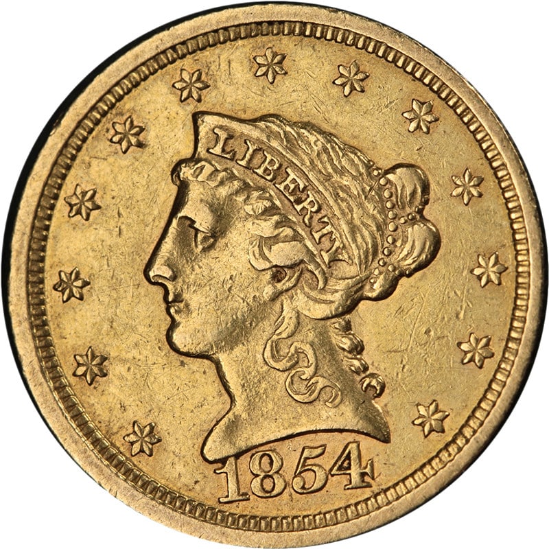 1854 P Liberty $2.50 Gold Coin XF AU (1 of 2)