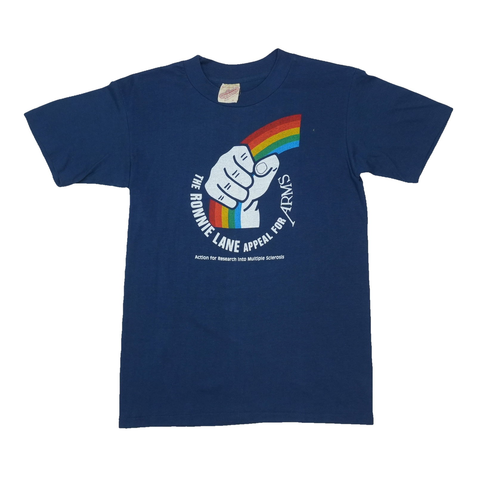 Vintage 1983 Ronnie Lane ARMS concert shirt navy cotton (1 of 4)