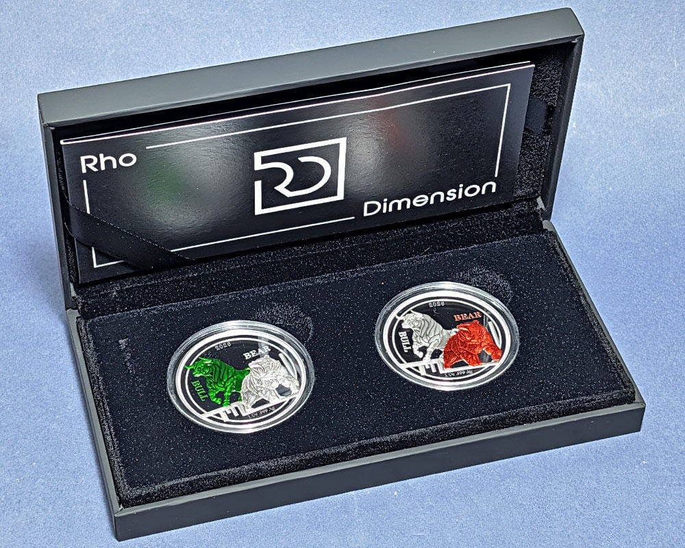 2026 Ascension Island Silver RhoDimension Bull Bear 2 Coin Set OGP (1 of 5)